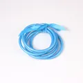 Set of bright blue PVC silicone tube jelly bangles tied with a matching blue ribbon - 65mm / 6mm / Fluorescent Blue