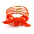 Set di 5 bracciali rigidi con perline jelly arancioni e fiocco decorativo in raso lucido - Set a 5 Strati (JB618) / Arancione