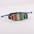 Handmade retro leather bracelet with orange white and green flag emblem - Ireland (Space Gray)