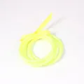 Set of fluorescent yellow PVC jelly bangles tied with a matching yellow silk ribbon - 65mm / 6mm / Neon Yellow