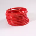 Set of nine red glitter jelly bangles made of soft PVC silicone with gold foil accents - 10 Pieces Set / Red
