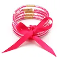 Set di 5 braccialetti di perline in silicone rosa con un elegante e grande fiocco di nastro - Set a 5 Strati (JB618) / Rosso rosa