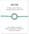 Detail view of Cheer Mom woven bracelet with sentimental Mother's Day message card - Mint Green