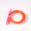 Vibrant neon orange jelly bangles made of soft PVC with a decorative pink ribbon tie - 65mm / 6mm / Neon Orange Pink