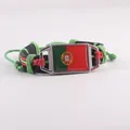 Vintage handmade Portugal flag leather bracelet with braided green and red wax cords - Portugal Style