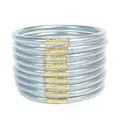 Set of 12 silver glitter jelly bangles with golden connectors in PVC - Set of 12 / Silver