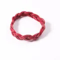 Red braided PVC tube bangle bracelet with 6-strand twist weave design for stackable wear - Red