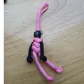 Handgemaakte roze en zwarte paracord motorrijder sleutelhanger met helm - Roze