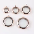 Collection of rose gold stainless steel round glass locket pendants in various sizes - 20mm / Rose Gold