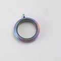 Rainbow iridescent stainless steel round transparent locket pendant for small charms - Medium (6*30mm) / Rainbow