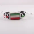 Handwoven tricolor flag leather bracelet featuring green white and red color design - Hungary