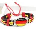Handgefertigtes geflochtenes PU-Lederarmband mit Deutschland-Flagge Glas-Cabochon und Kordelzug - Deutschland-Stil