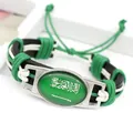 Bracciale intrecciato in pelle PU fatto a mano con bandiera dell'Arabia Saudita - Bandiera dell'Arabia Saudita