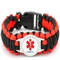 Red and black diabetic type 2 paracord survival medical alert bracelet - Diabetic Blue Style