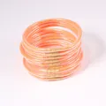 Set of twelve orange glitter jelly bangles crafted from flexible PVC silicone tubes - Set of 12 / Orange
