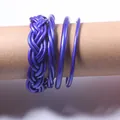 4-piece set of purple jelly bangles featuring braided and smooth silicone tube designs - Set of 4 / Blue
