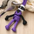 Creatieve paarse en zwarte paracord geweven pop figuur sleutelhanger met helm - Helm Paars Touw