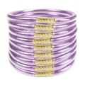 Set of 12 purple glitter jelly bangles with gold connectors, stylish PVC bracelets. - Set of 12 / Light Purple