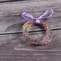 Set of 5 colorful silicone jelly bangles filled with seed beads and purple ribbon - 5 Pieces / Mixed Beads Light Purple