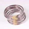 Set of 12 purple glitter-filled jelly bangles made from flexible PVC silicone tubes - Set of 12 / Coffee