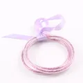 Ensemble de 3 bracelets joncs en silicone à paillettes roses avec ruban lavande - Ensemble à 3 couches / Mauve Clair