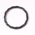 Classic minimalist black 3-strand twisted rope braided PVC bangle bracelet for daily wear - Twist Braided Style (JB620) / Black