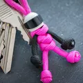 Handgemaakte roze en zwarte paracord motorrijder sleutelhanger met mini motorhelm - Helm Rozerood Touw