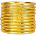 Set aus 10 glitzernden goldenen Jelly Armbändern aus weichem PVC Silikonmaterial - 10er Pack / Gold