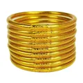 Elegant set of 9 gold glitter PVC silicone tube jelly bangles jewelry for women - 9 Pieces Set / Gold