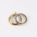 Gold plated stainless steel round glass screw locket pendants with sparkling rhinestones - 20mm / Gold