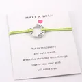 Handmade Faith Hope Love wish bracelet with green wax cord and silver alloy ring charm - Green
