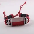 Handmade vintage braided leather flag bracelet featuring a red and white flag design - Poland Landmark