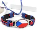 Bracciale regolabile in pelle PU intrecciata a mano con cabochon bandiera Repubblica Ceca - Bandiera della Repubblica Ceca