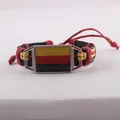 Vintage handmade braided leather bracelet featuring a German flag tricolor enamel charm - Germany Style