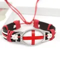 Bracciale in pelle PU intrecciata a mano con cabochon in vetro bandiera inglese. - Bandiera dell'Inghilterra