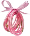 Stylish set of nine pink glitter jelly bangles tied with a matching pink satin bow SKU image - 9 Pieces Set / Pink