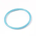 Modern shiny cyan silicone bangle bracelet featuring a 5mm width and metallic finish - Lake Blue