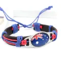Bracciale artigianale in pelle PU con cupola in vetro bandiera australiana e corda cerata - Australia