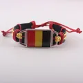 Retro braided leather bracelet featuring the German flag colors in a metal plate design - Germany Style