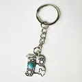 Vintage silver stainless steel letter B keychain with turquoise bead and horse - Letter B
