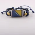 Vintage handmade leather bracelet featuring the Bosnia and Herzegovina flag design - Bosnia and Herzegovina Flag