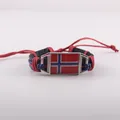 Handmade braided leather bracelet featuring Norway national flag charm for supporters - Norway