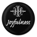 Black Noosa snap button detail featuring a silver decorative pattern and Joyfulness text. - 18mm / Army Green