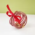Elegant 9-piece set of red glitter jelly bangles decorated with a red ribbon bow - 9 Pieces Set / Red