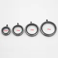 Black stainless steel crystal floating locket pendants available in 20mm 25mm 30mm 35mm sizes - 25mm / Black
