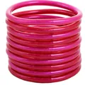 Σετ 10 ημιδιαφανή βραχιόλια Jelly από PVC σε ματζέντα χρώμα με απαλό ματ φινίρισμα για γυναίκες - Σετ 10 Τεμαχίων / Τριανταφυλλί