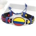 Bracciale in pelle PU fatto a mano con motivo bandiera colombiana e gemma tempo - Colombia