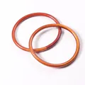 Set of 2 shiny orange-gold 5mm silicone bangles with a premium metallic foil finish. - Orange Gold