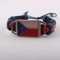 Handmade woven leather bracelet with Czech Republic flag design for sports fans - Czech Republic