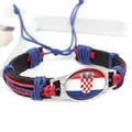 Bracciale in pelle fatto a mano bandiera Croazia con cordini in cera intrecciati blu e rossi - Croazia